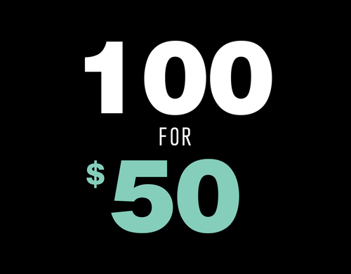 100 for $50